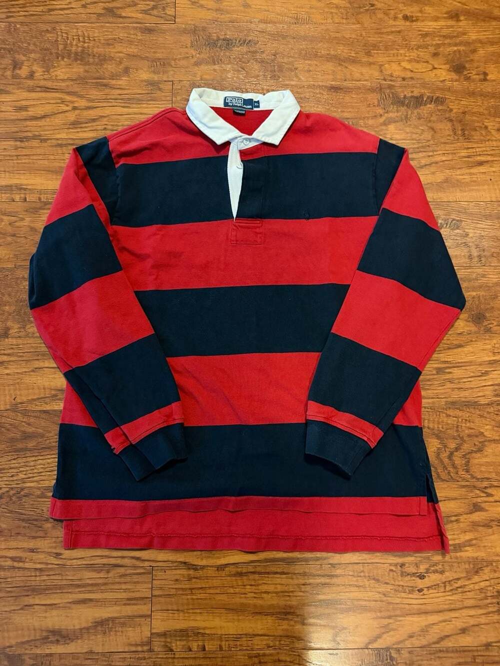 Polo By Ralph Lauren Striped Rugby Shirt Size XL Red Navy Long Sleeve